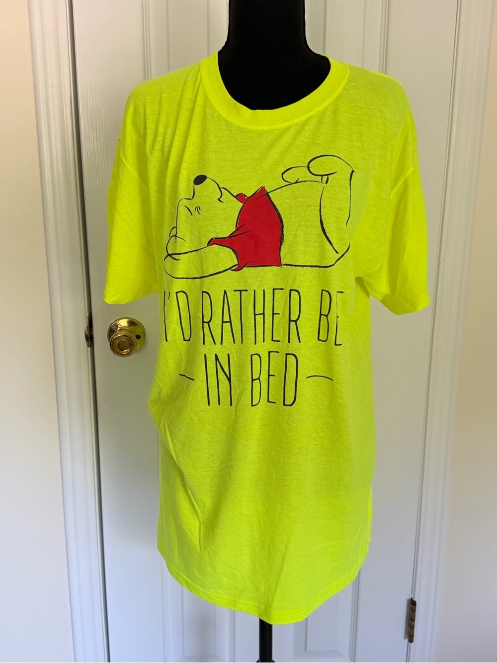 Men’s/Unisex Disney Neon Yellow Winnie-the-Pooh Short Sleeve Pajama Top Size M
